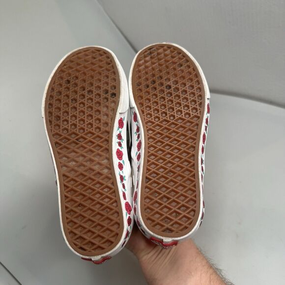 Vans Off The Wall Authentic Women’s 8.5 W Slip-On Roses Checkerboard Black White - Picture 9 of 13